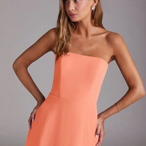 Azazie Strapless Coral Dress